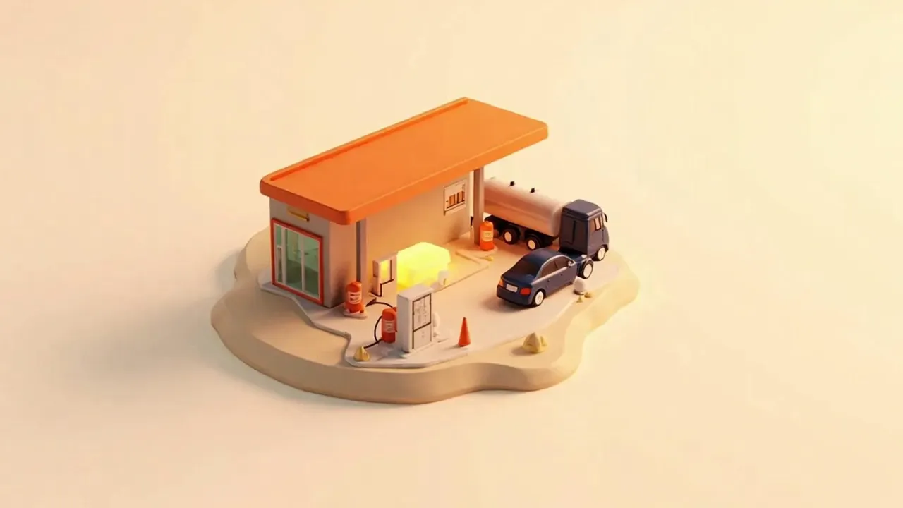 Mundo Octa em miniatura: posto de combustível conectado à plataforma